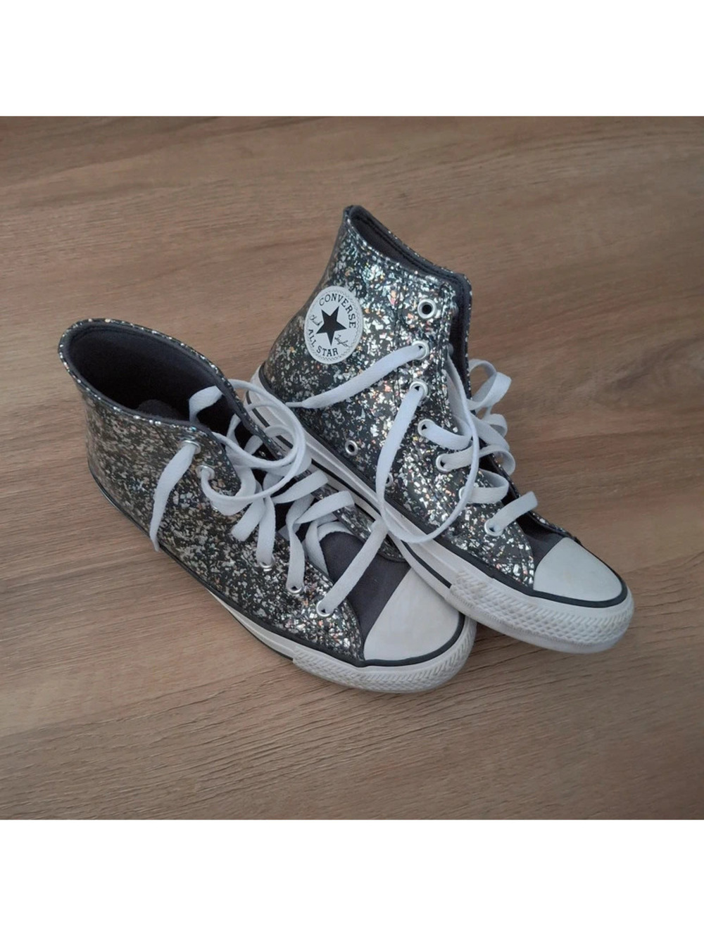 Converse Chuck Taylor All Star High Top Sneakers | Silver Black Shoes size 4